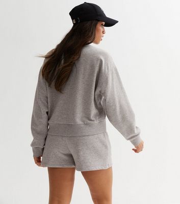 Petite Dark Grey Athleisure Jersey Logo Sweatshirt New Look