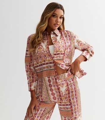 Pink Paisley Satin Long Sleeve Shirt
