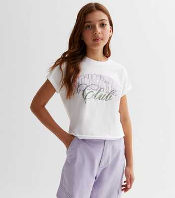 Girls White Noughties Club Logo T-Shirt