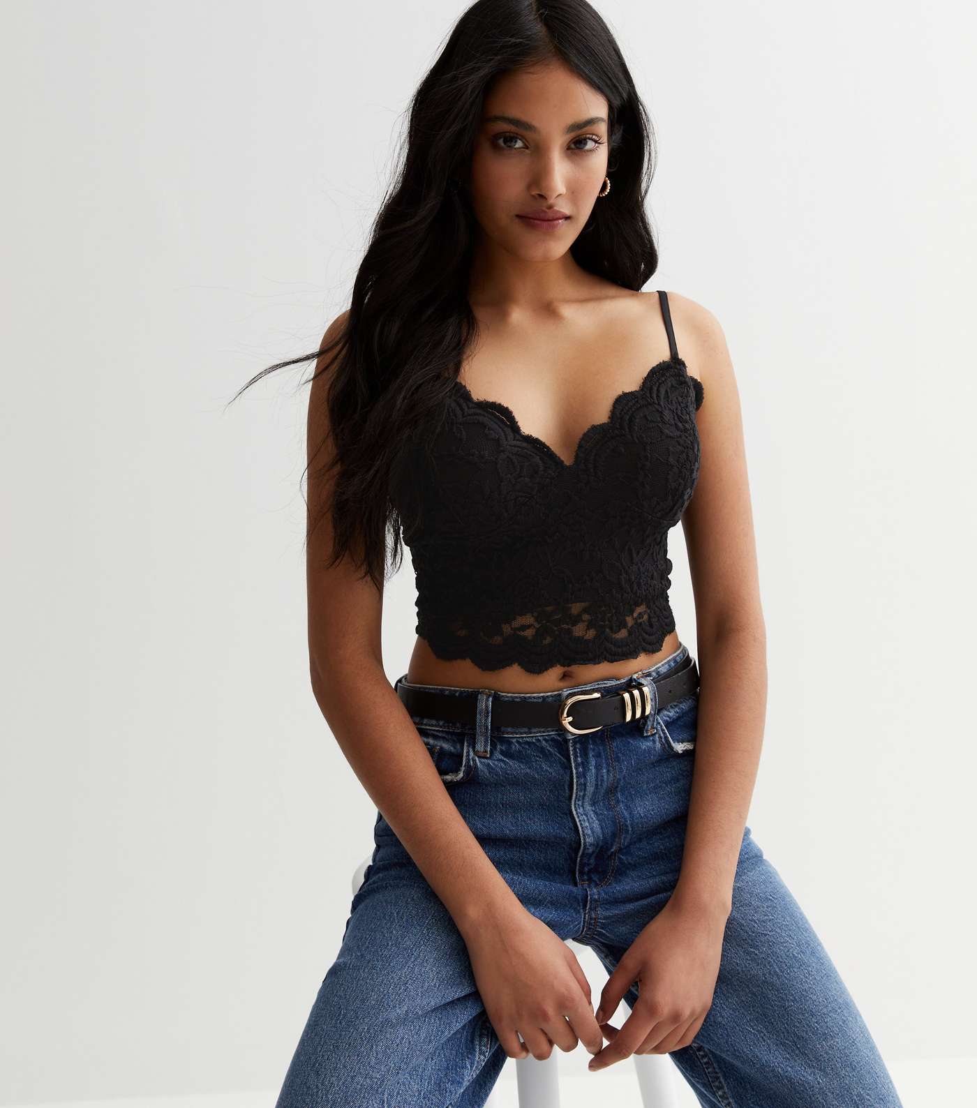 Cover Story Black Lace Crop Top