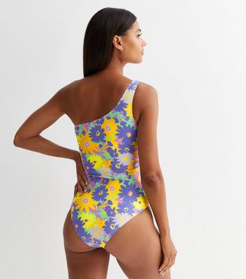 Noisy May Pink Floral One Shoulder Swimsuit | New Look