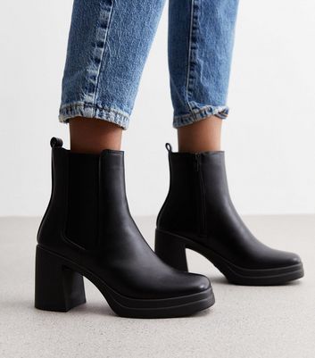 Suede Chelsea Chunky Block Heel Boots