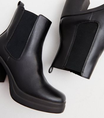 Black Chunky Block Heel Ankle Boots New Look