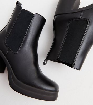 Black heeled ankle 2024 boots new look