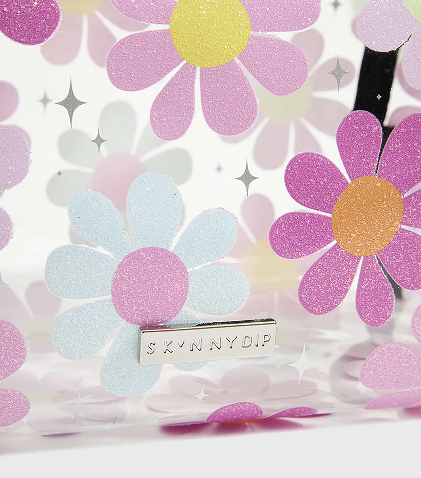 Skinnydip Multicoloured Glitter Flower Makeup Bag Image 5