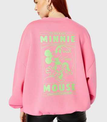 Skinnydip Bright Pink Minnie Mouse Neon Logo Oversized Sweatshirt