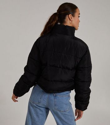 Crop black bomber outlet jacket