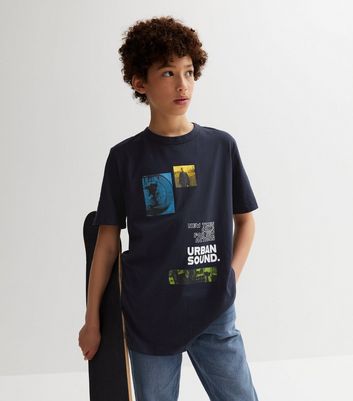 KIDS ONLY Navy Urban Sound Logo T-Shirt New Look