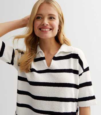 White Knitted Polo Neck T-Shirt