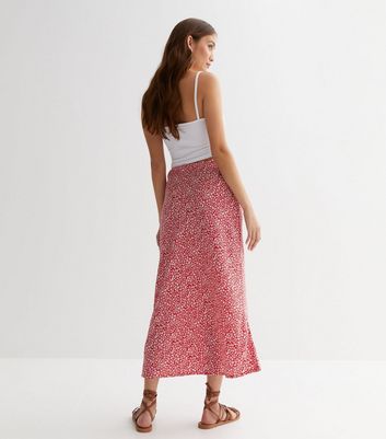 Long red print skirt sale