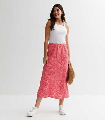 Influence Pink Ditsy Floral Midi Skirt