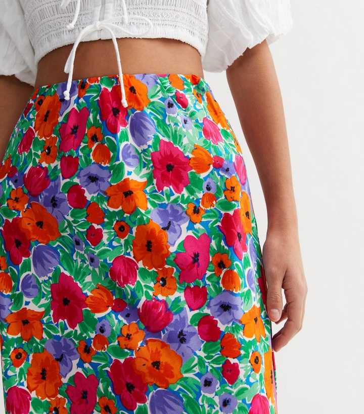 Influence Multicolour Floral Midi Skirt | New Look