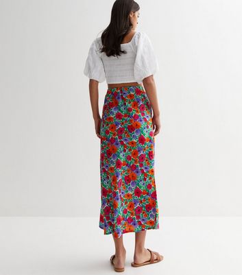Influence Multicolour Floral Midi Skirt New Look