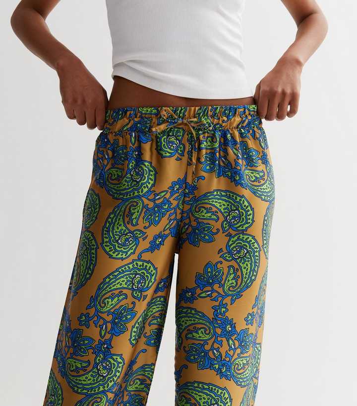 Multicoloured Paisley Print Wide Leg Trousers
