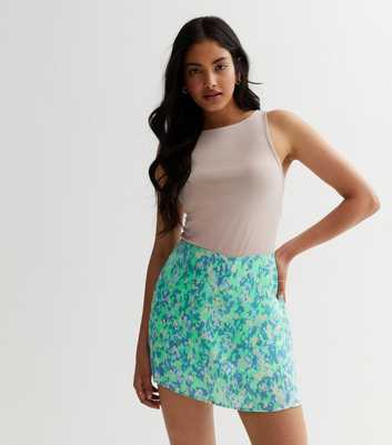 JDY Green Floral Mini Skirt