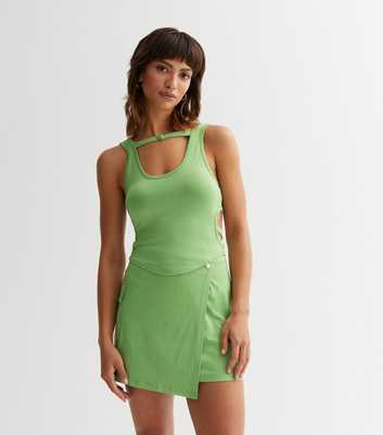 NEON & NYLON Light Green Cut Out Buckle Top