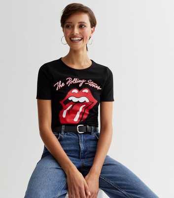 Black Rolling Stones Logo T-Shirt