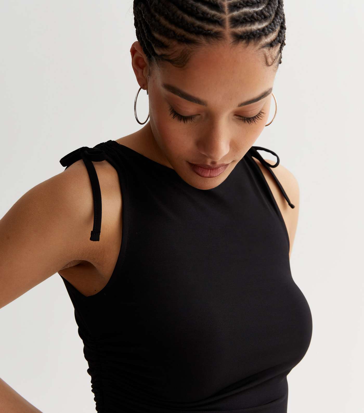Black Drawstring Side Tie Top | New Look