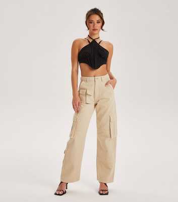 Urban Bliss Off White Cotton Cargo Trousers