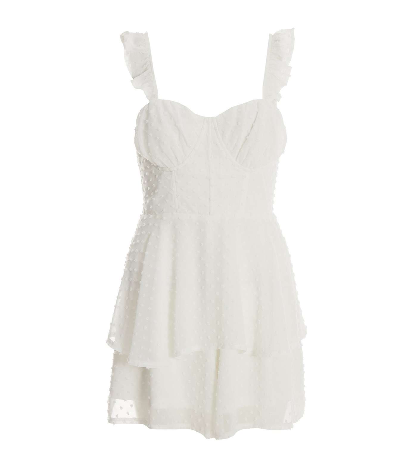 QUIZ White Frill Strappy Playsuit Image 4
