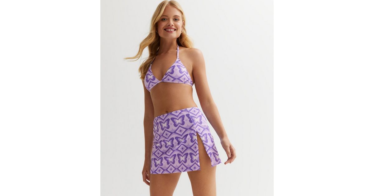 Noisy May Purple Butterfly Bikini Skirt
