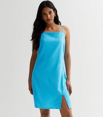 Turquoise linen sale dress