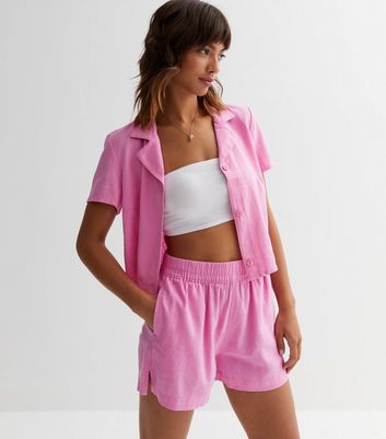 ONLY Pink Linen Blend High Waist Shorts New Look