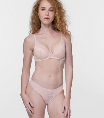 Dorina 2 Pack Pink and Off White Lace Front Briefs New Look