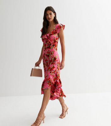 Floral hotsell asymmetrical dress