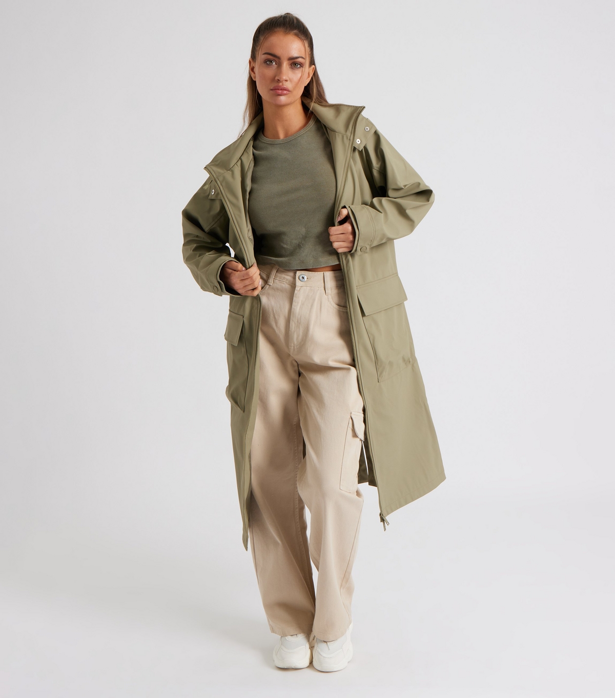 Women's Olive Hooded Oversized Rain Anorak Urban Bliss New Look