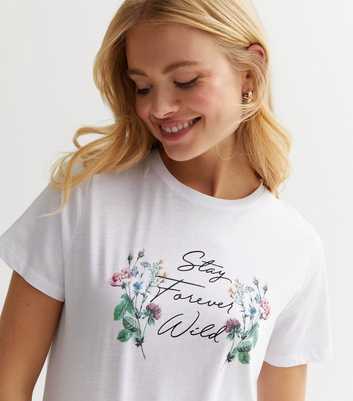 White Stay Forever Wild Floral Logo T-Shirt