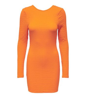 Neon orange long sleeve clearance dress