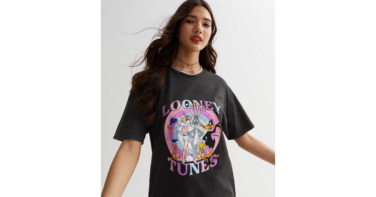 Black Looney Tunes Cartoon Oversized Logo T-Shirt | New Look