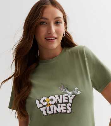 Khaki Looney Tunes Logo T-Shirt