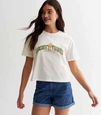 Cream Looney Tunes Tweety Logo T-Shirt