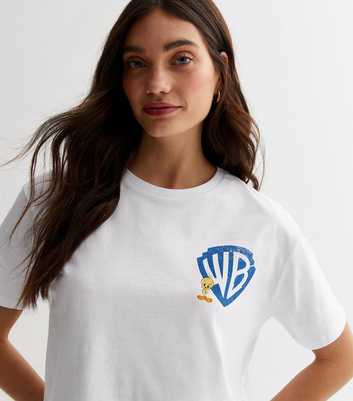 White Warner Bros Boxy Logo T-Shirt