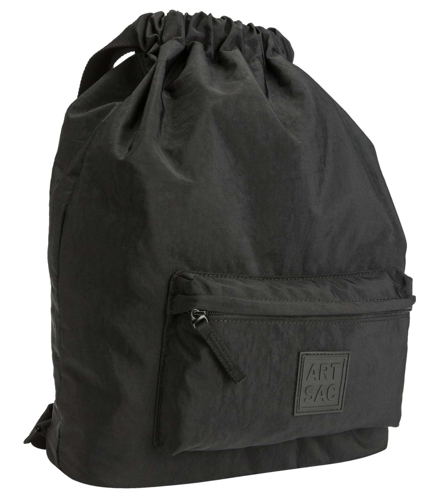 Artsac Black Pocket Front Drawstring Backpack Image 5