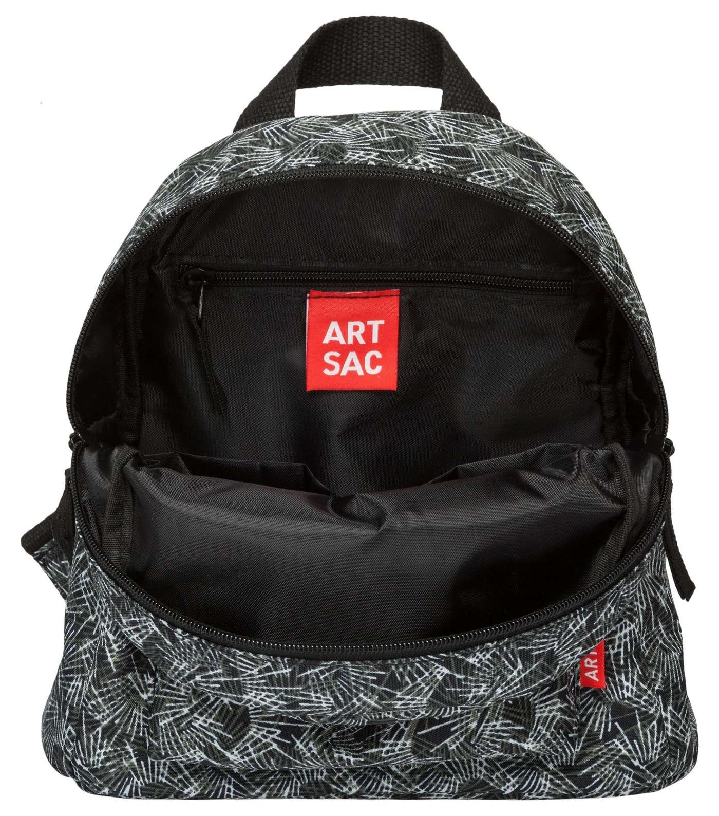 Artsac Black Line Print Pocket Front Backpack Image 4