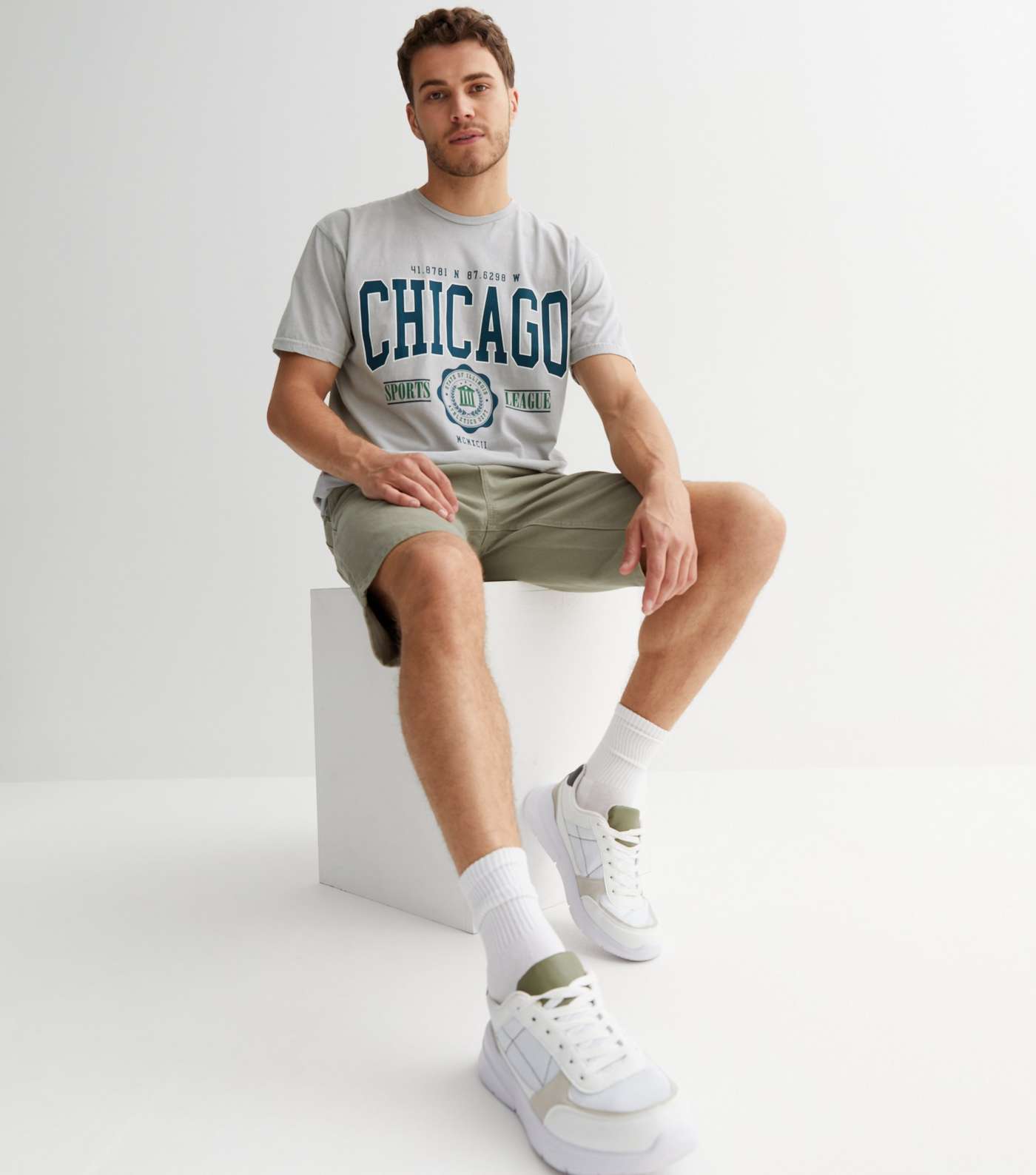 Pale Grey Chicago Logo T-Shirt Image 3