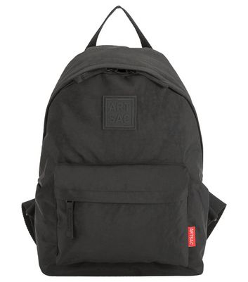 Artsac Black Logo Pocket Front Backpack New Look