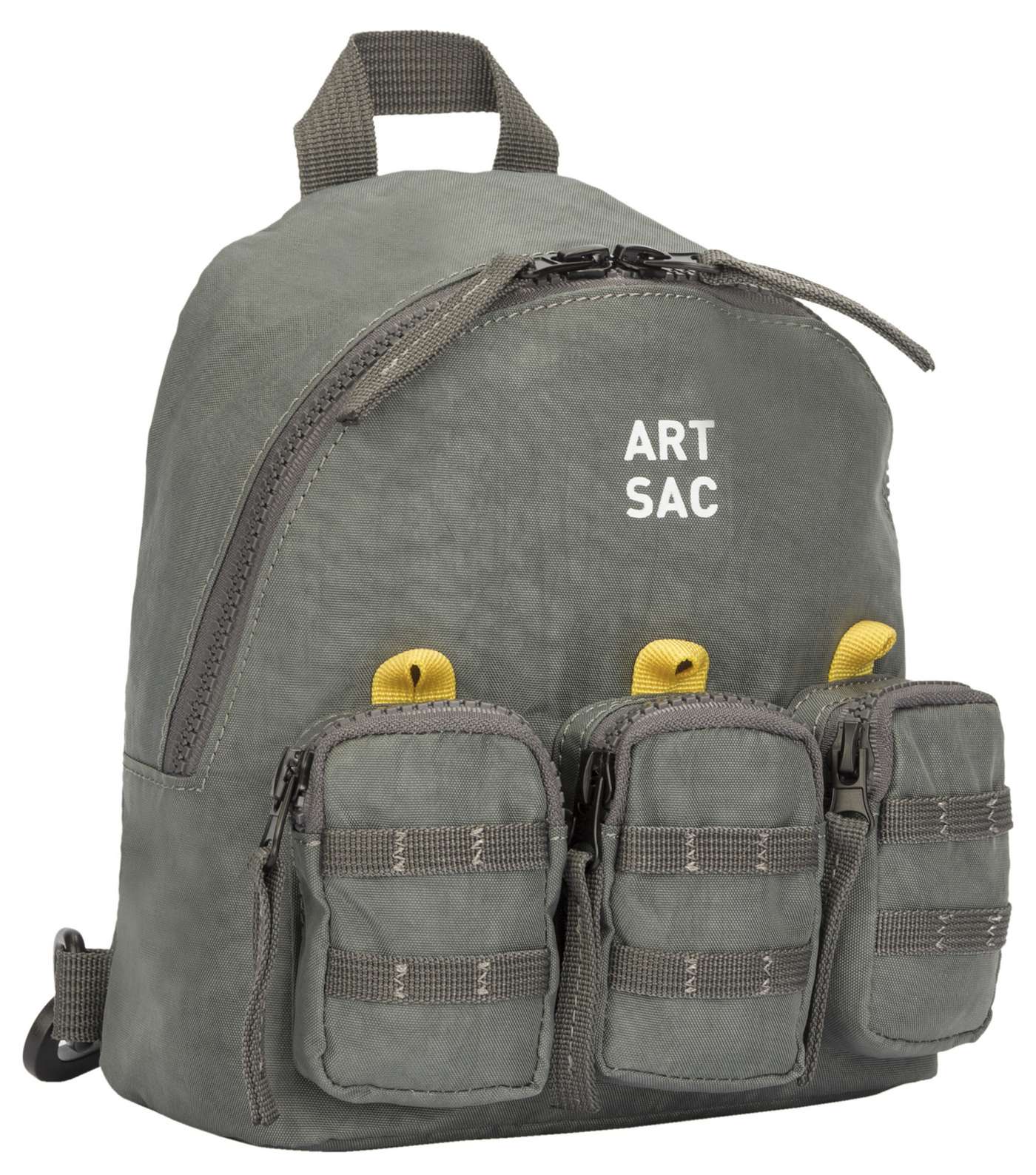Artsac Dark Grey 3 Zip Pocket Logo Small Backpack Image 2