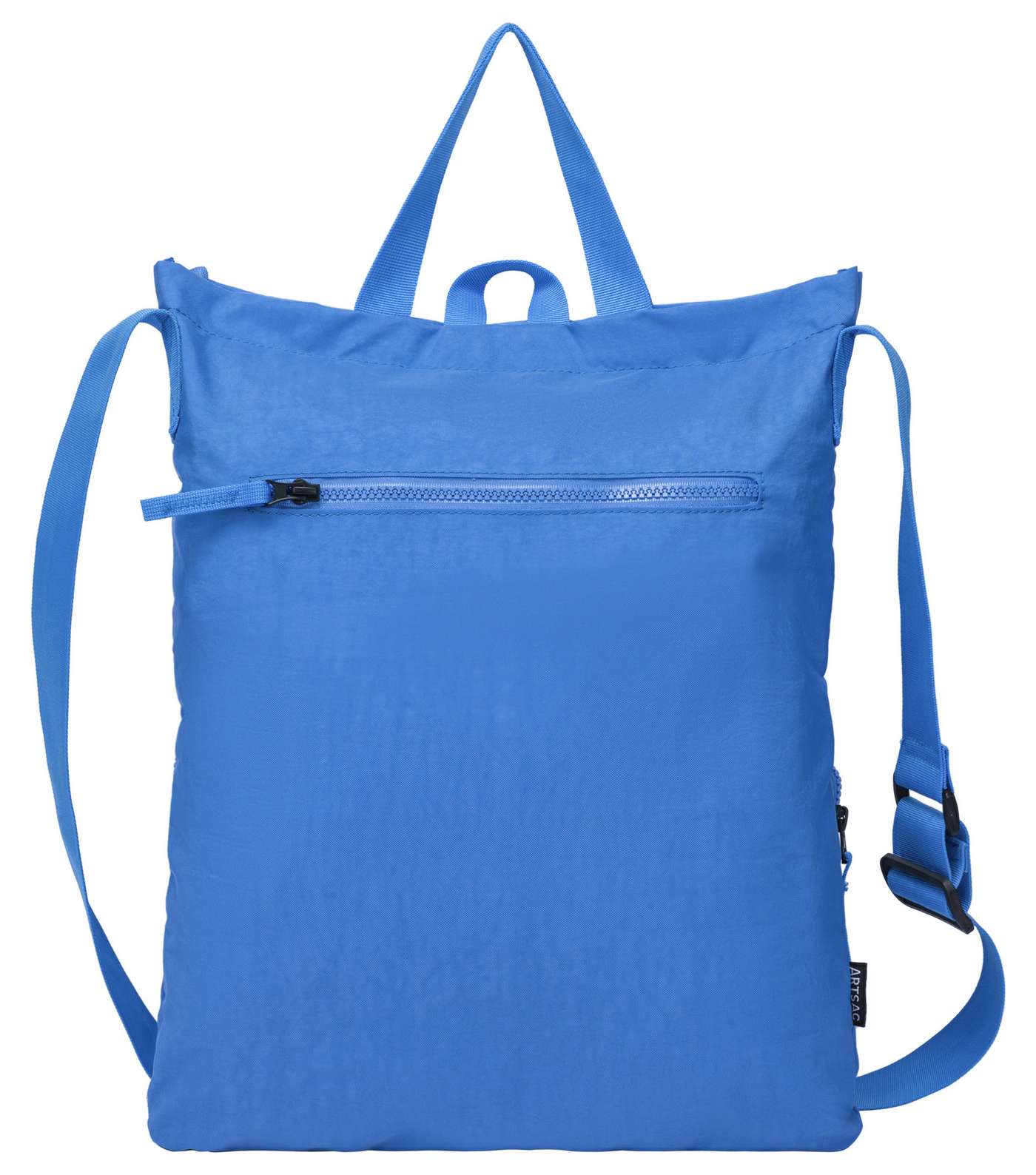 Artsac Bright Blue 3 Zip Pocket Front Tote Bag Image 3