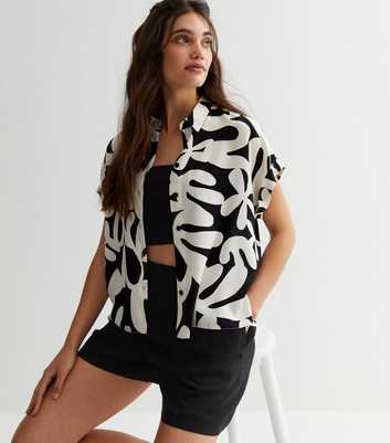 Black Abstract Short Sleeve Shirt