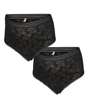 Mamalicious Maternity 2 Pack Black Floral Lace Brazilian Briefs