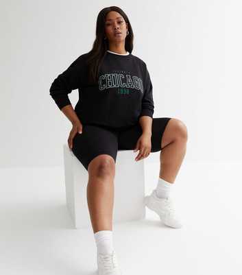 Curves Black Chicago Jersey Varsity Logo Sweatshirt