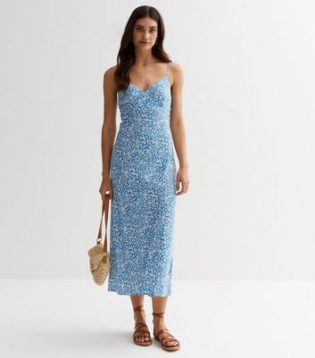 Blue strappy discount midi dress