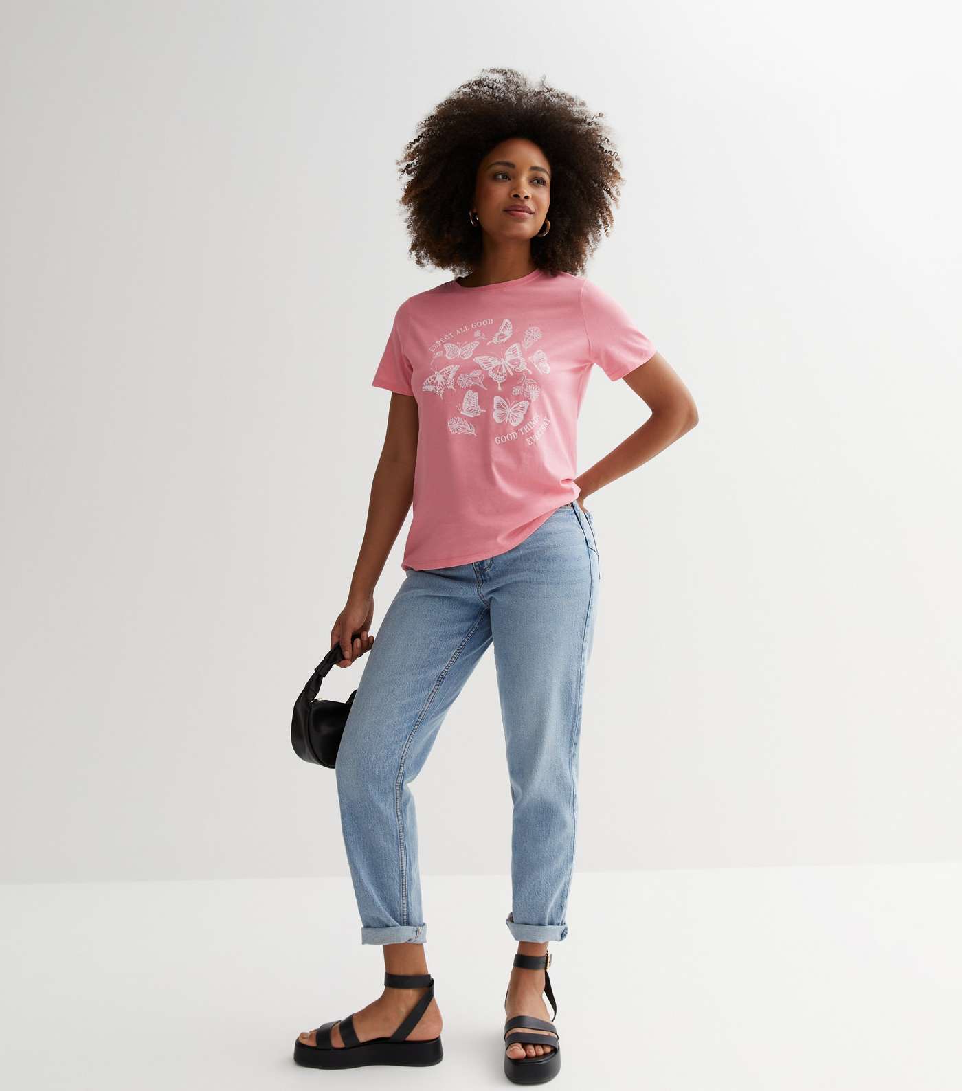 Pale Pink Expect Good Things Butterfly Logo T-Shirt Image 3