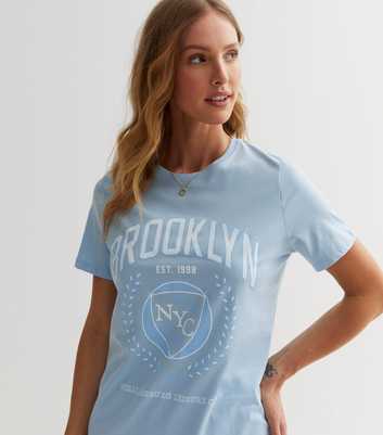 Pale Blue Brooklyn Varsity Logo T-Shirt