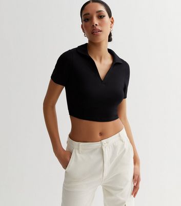 Black cropped sales polo