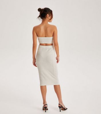 White bandeau hot sale and skirt set